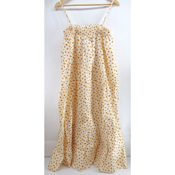 WEWOREWHAT SMOCKED COTTON POPLIN MIDI DRESS DITSY DASIES SIZE Medium ($79) NWT - Picture 9 of 10